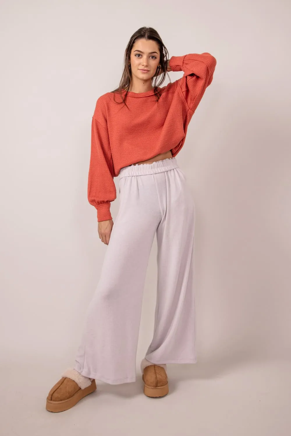 Wide Leg Lounge Pants for Women in Vintage Ash Rose | NP70169F-ASHROSE