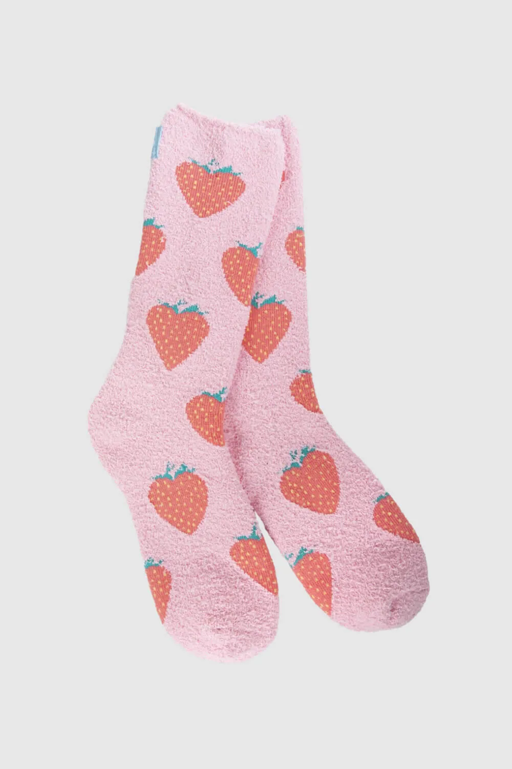 World's Softest Cozy Strawberry Crew Socks for Women in Pink | 75965