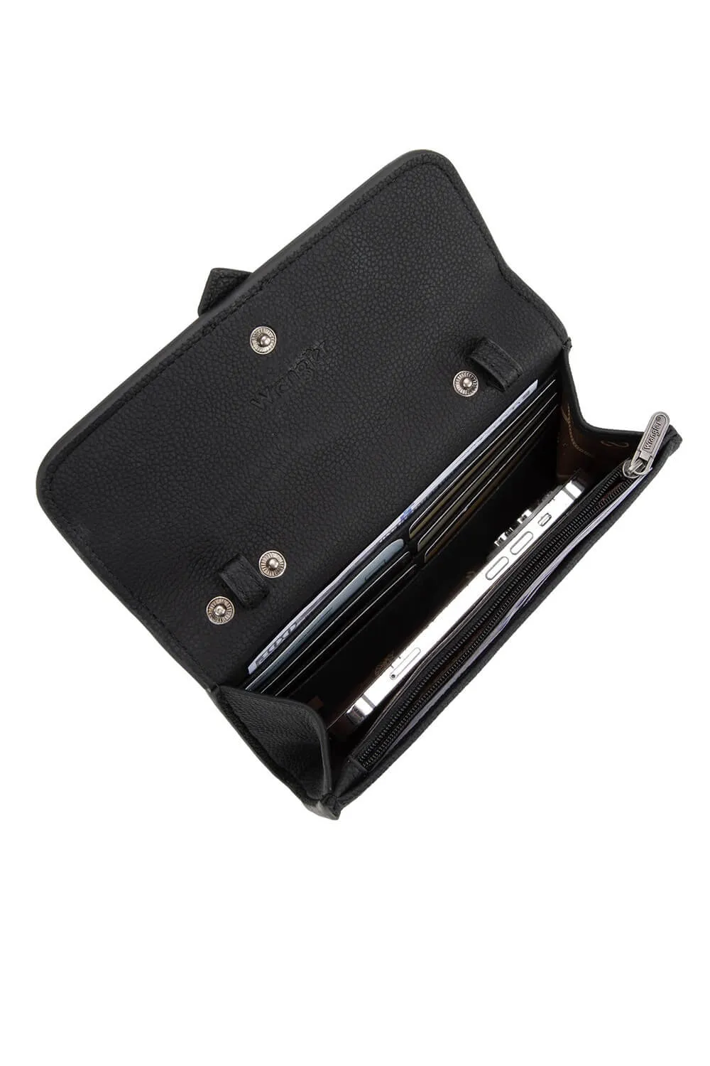 Wrangler Buckle Mini Wallet Crossbody for Women in Black | WG168-W012-BK