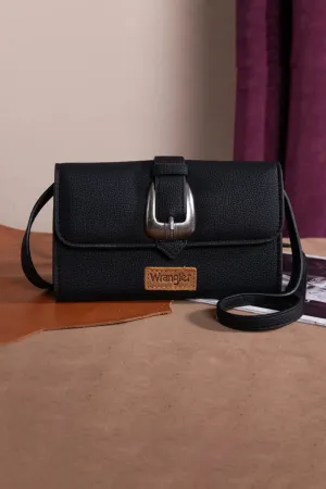 Wrangler Buckle Mini Wallet Crossbody for Women in Black | WG168-W012-BK