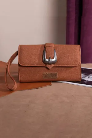 Wrangler Buckle Mini Wallet Crossbody for Women in Brown | WG168-W012-BR