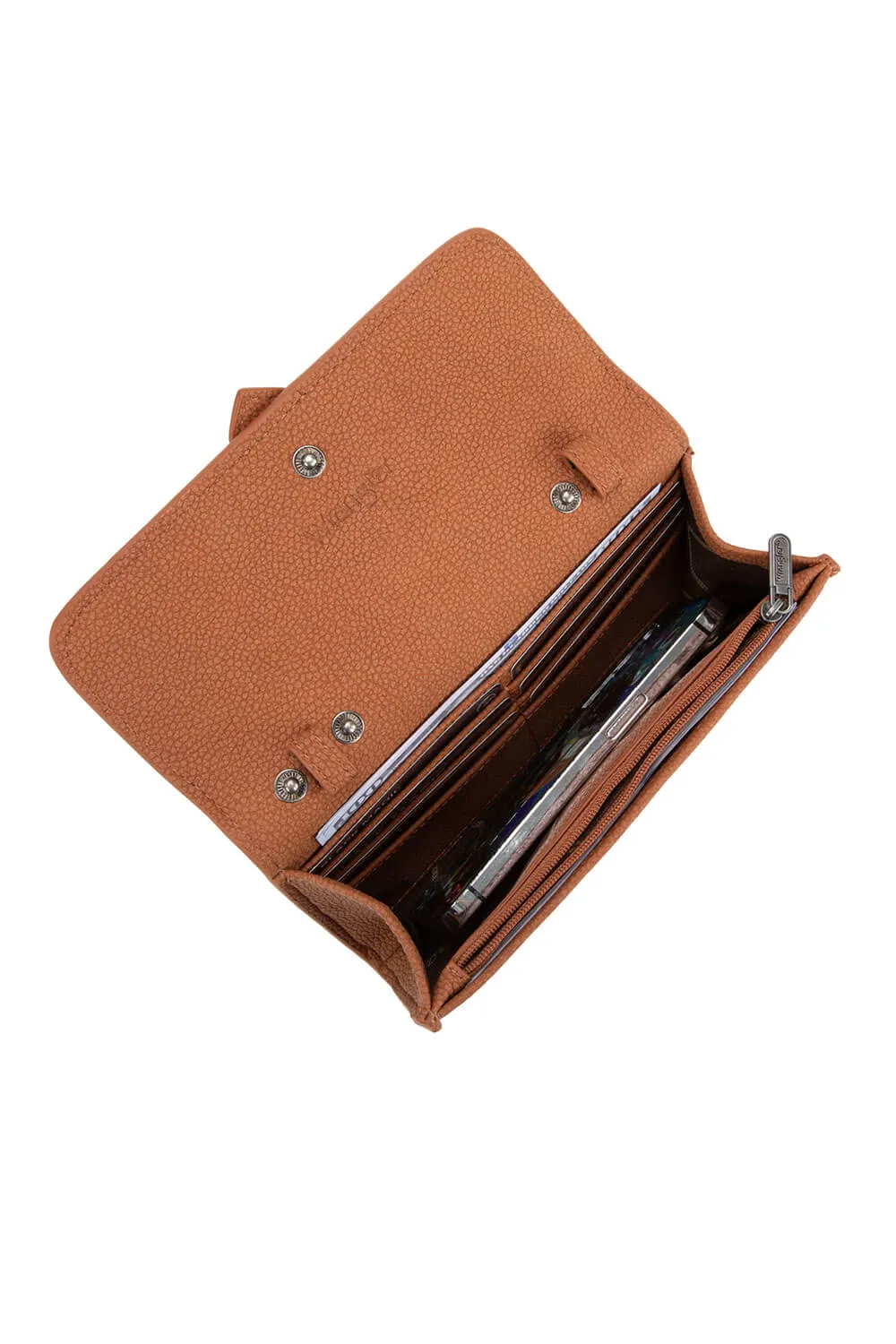 Wrangler Buckle Mini Wallet Crossbody for Women in Brown | WG168-W012-BR