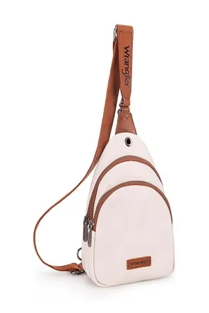 Wrangler Dual Zippered Crossbody Sling Bag for Women in Beige | WG87-227-BG
